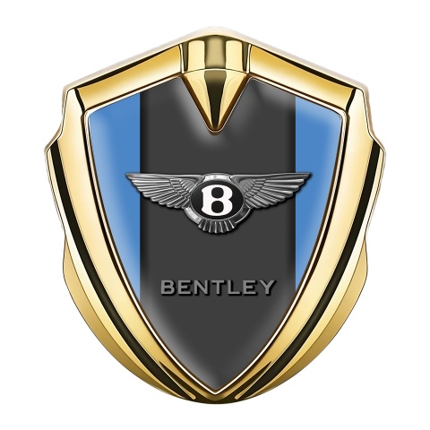 Bentley Emblem Logo Schriftzug Aufkleber Goldtonfarbe Blau Fundament und Graphit Panel Logo