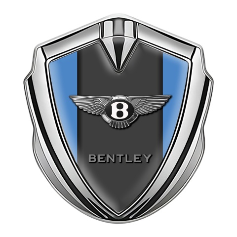 Bentley Trunk Metal Emblem Badge Silver Blue Base Dark Pilar Edition