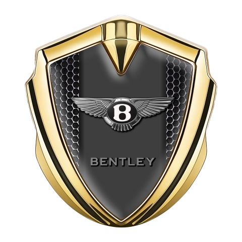 Bentley Seitenflugel Emblem Aufkleber Goldtonfarbe mit Perforierter Stahl Effekt