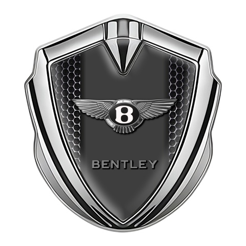 Bentley Seitenflugel Emblem Aufkleber Silbertonfarbe mit Perforierter Stahl Effekt