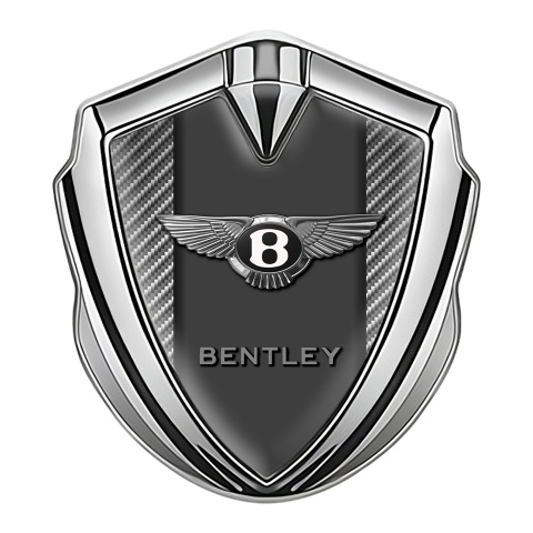 Bentley Emblem Abzeichen Silbertonfarbe Kohlenstoff Basis und Graphit Panel