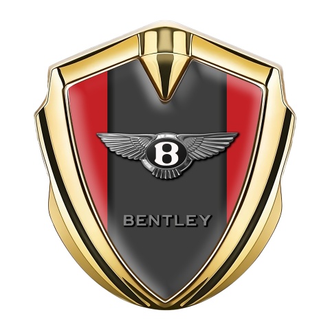 Bentley Bodyside Domed Emblem Gold Red Base Center Pilar Edition