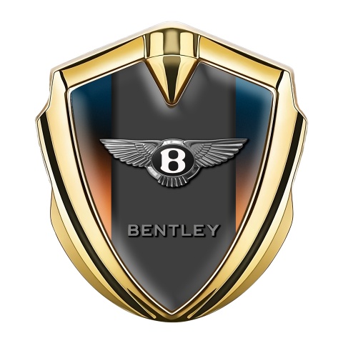 Bentley Emblem Logo Schriftzug Aufkleber Goldtonfarbe Orange Blau basis mit Graphit Panel