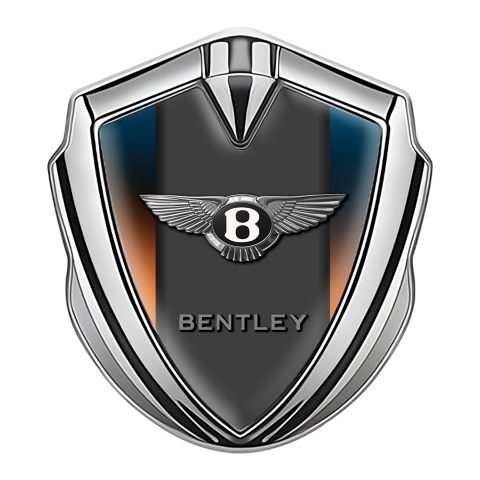 Bentley Emblem Logo Schriftzug Aufkleber Silbertonfarbe Orange Blau basis mit Graphit Panel