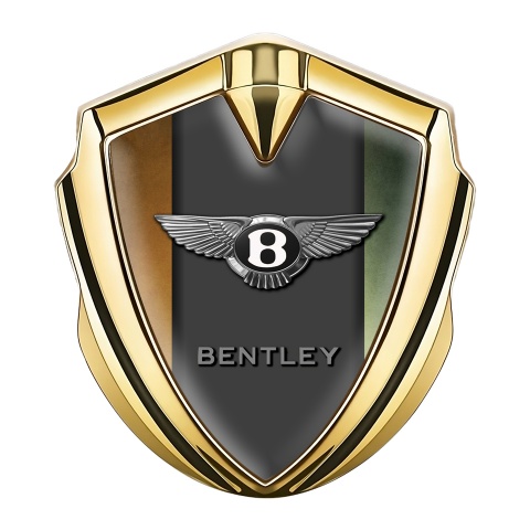 Bentley Trunk Emblem Domed Badge Gold Gradient Base Center Pilon
