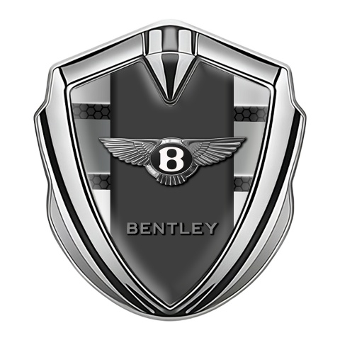 Bentley Trunk Metal Emblem Badge Silver Dark Hex Metal Plates Edition
