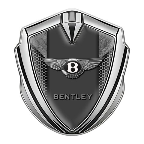 Bentley Tuning Emblem Self Adhesive Silver Honeycomb Stone Slab Effect