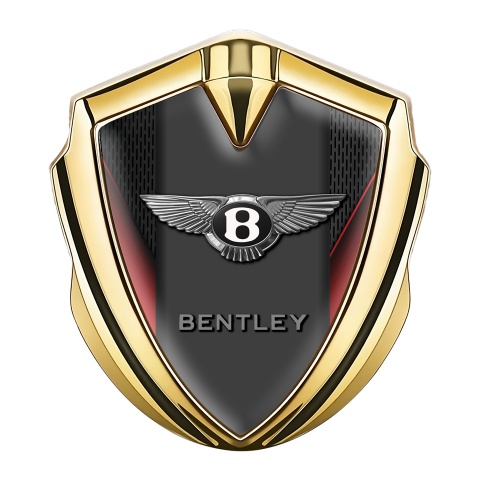 Bentley Fender Emblem Badge Gold Dark Grate Red Elements Edition