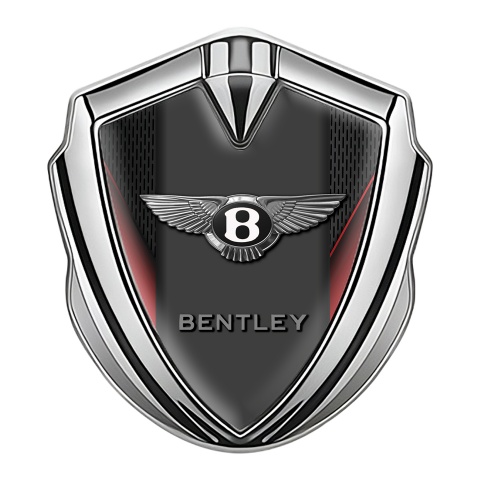 Bentley Fender Emblem Badge Silver Dark Grate Red Elements Edition