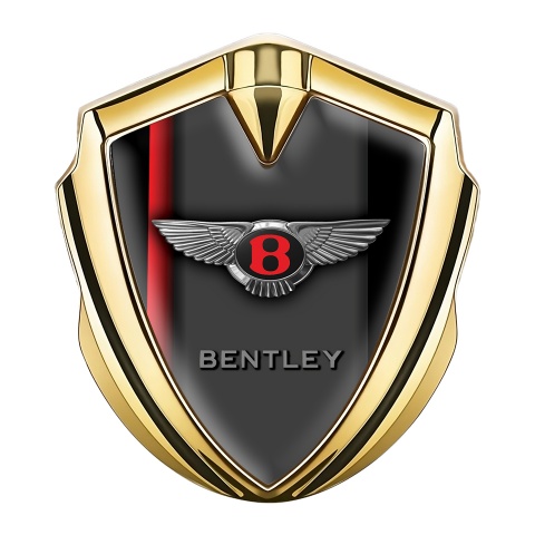 Bentley Fender Metal Emblem Badge Gold Sport Line Red Logo Design