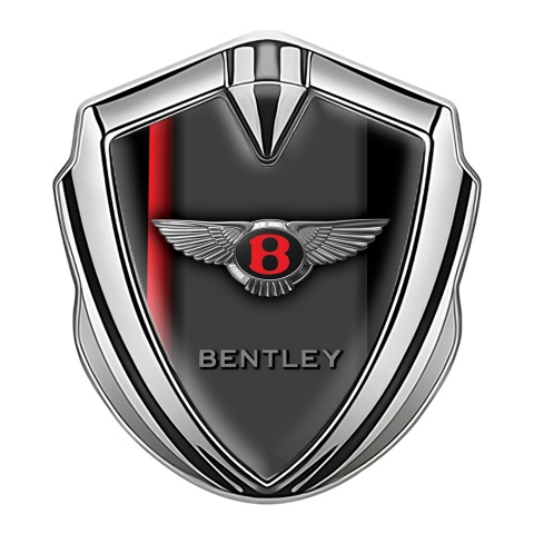 Bentley Fender Metal Emblem Badge Silver Sport Line Red Logo Design