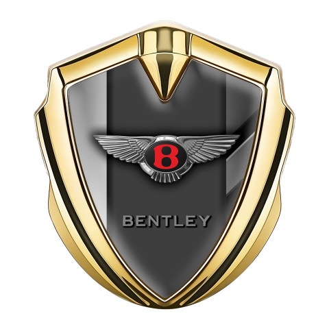Bentley Trunk Metal Emblem Badge Gold Grey Stripe Red Logo Design