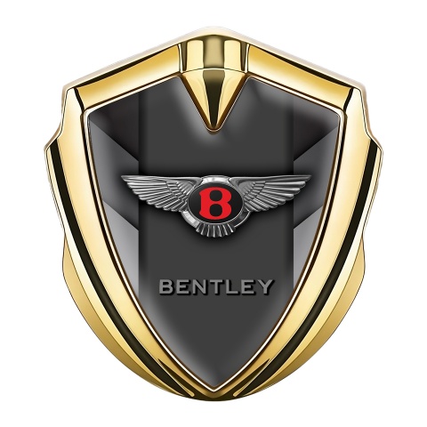 Bentley Metal Emblem Self Adhesive Gold V Shaped Forms Red Logo Design