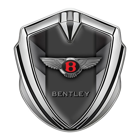 Bentley Metal Emblem Self Adhesive Silver V Shaped Forms Red Logo Design