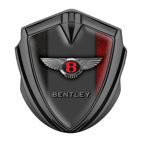 Bentley 3D Car Metal Domed Emblem Graphite 2 Color Surface Red Logo