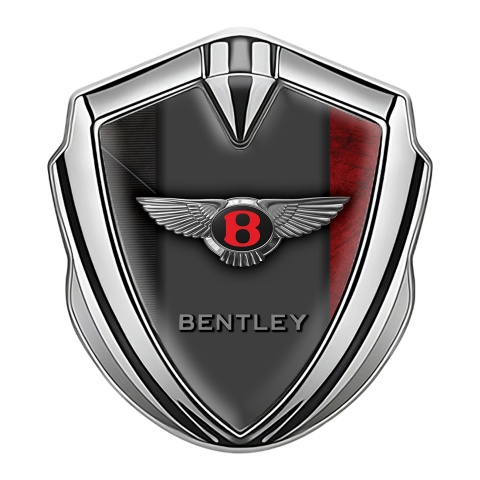 Bentley 3D Car Metal Domed Emblem Silver 2 Color Surface Red Logo