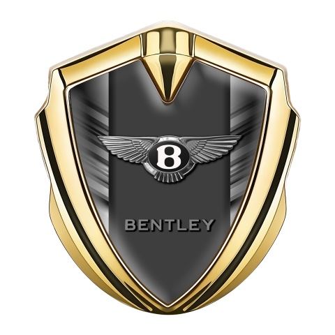 Bentley Fender Emblem Domed Badge Gold Grey Lines Classic Edition