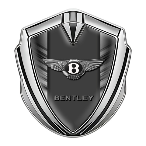 Bentley Fender Emblem Domed Badge Silver Grey Lines Classic Edition