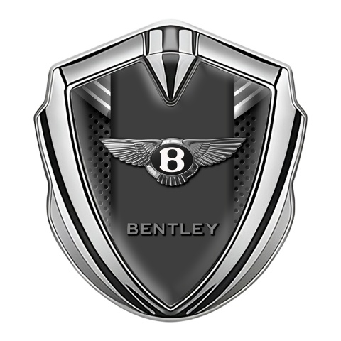 Bentley 3D Car Metal Domed Emblem Silver Dark Grate Grey Ribbon Design