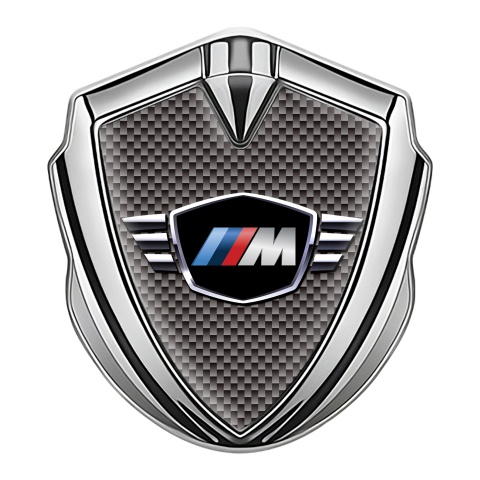 BMW M Power Emblem Auto Zeichen Silbertonfarbe mit Carbon Basis