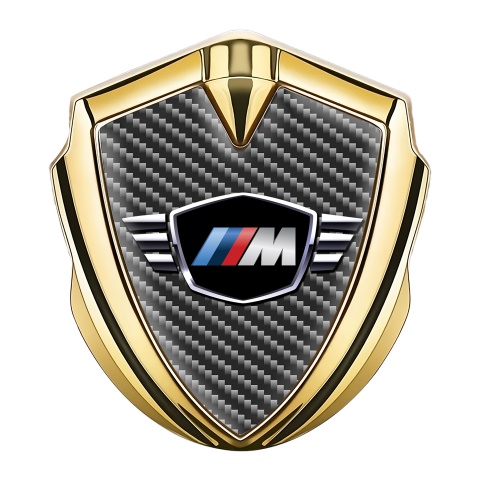 BMW M Power Emblem Aufkleber Autozubehor Goldtonfarbe Mit Dunkel Carbon Basis