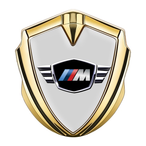 BMW M Power Aufkleber Emblem Goldtonfarbe Grau Schwarz Logo Stil