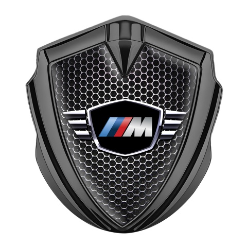 BMW M Power Seitenflugel Emblem Aufkleber Graphit Tonfarbe Perforierter Stahl Design