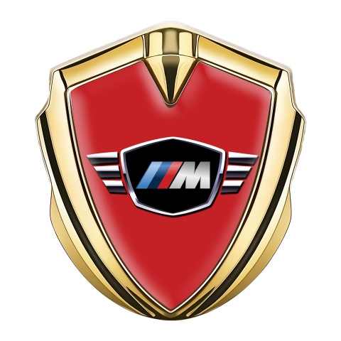 BMW M Power Emblem Abzeichen selbstklebend Goldtonfarbe Rot Basis
