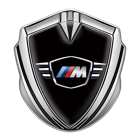 BMW M Power Emblem Aufkleber Autozubehor Silbertonfarbe mit Schwarz Basis