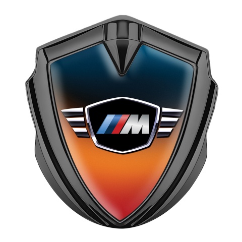 BMW M Power Aufkleber Emblem Graphit Tonfarbe mit Orange Blau Basis
