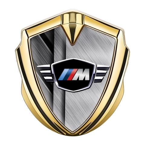 BMW M Power Emblem Logo Schriftzug Aufkleber Goldtonfarbe mit Graphit Basis Design