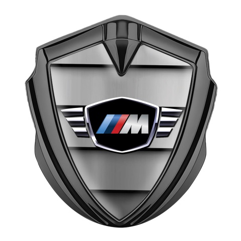 BMW M Power Seitenflugel Emblem Aufkleber Graphit Tonfarbe mit Logo Flugzeugflügel