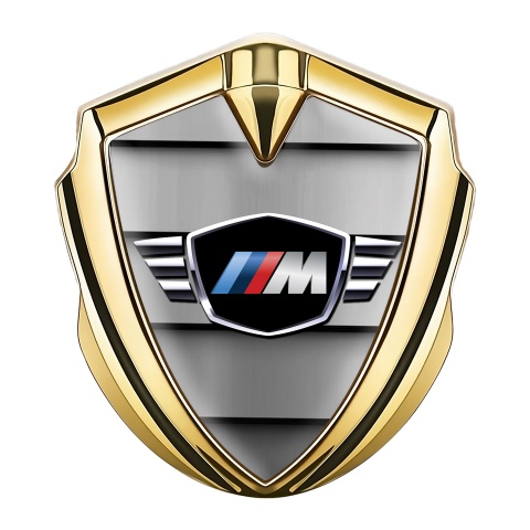BMW M Power Seitenflugel Emblem Aufkleber Goldtonfarbe mit Logo Flugzeugflügel