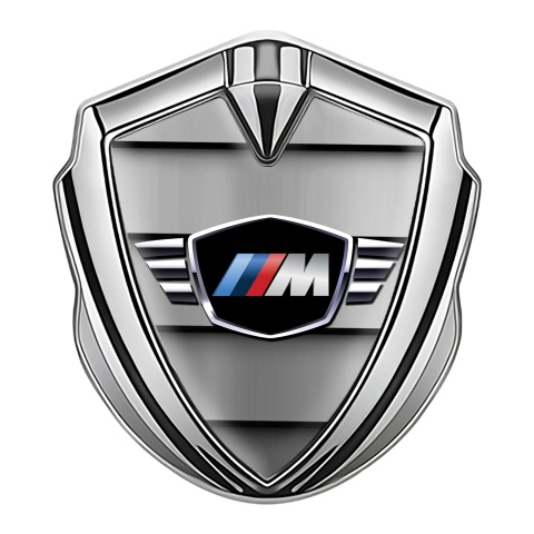 BMW M Power Seitenflugel Emblem Aufkleber Silbertonfarbe mit Logo Flugzeugflügel