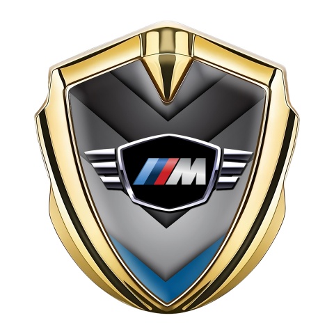 BMW M Power Seitenflugel Emblem Aufkleber Goldtonfarbe mit V Basis Design