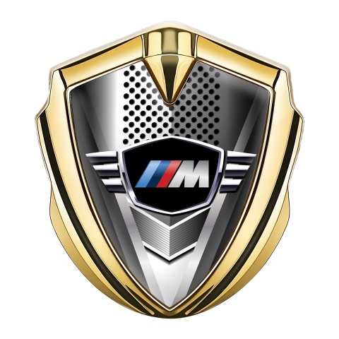 BMW M Power Emblem Abzeichen Goldtonfarbe mit Metallschaber Effekt