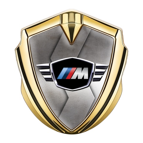 BMW M Power Emblem Auto Zeichen Goldtonfarbe und Designflügel Basis
