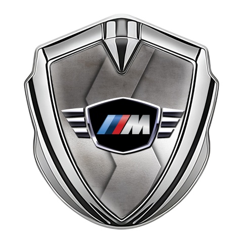 BMW M Power Emblem Auto Zeichen Silbertonfarbe und Designflügel Basis