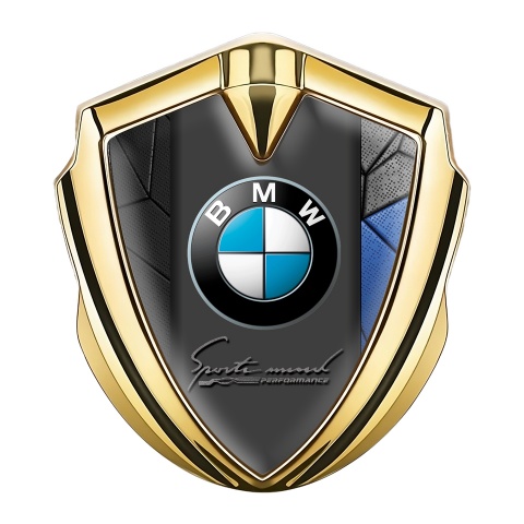 BMW Emblem Logo Schriftzug Aufkleber Goldtonfarbe mit Mosaik 3D Design