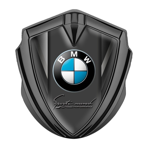 BMW Emblem Abzeichen selbstklebend Graphit Tonfarbe mit Sport Logo