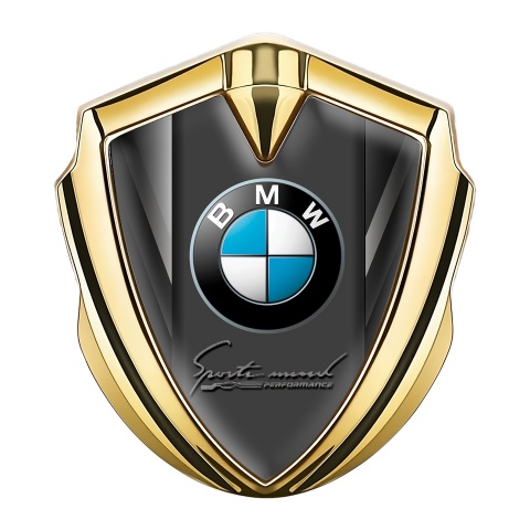 BMW Emblem Abzeichen selbstklebend Goldtonfarbe mit Sport Logo