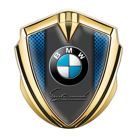 BMW Emblem Auto Zeichen Goldtonfarbe mit Blau Basis