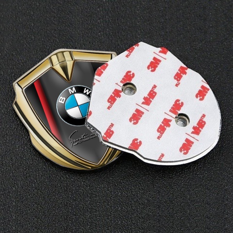 BMW Aufkleber Emblem Goldtonfarbe Mit Rote Linie