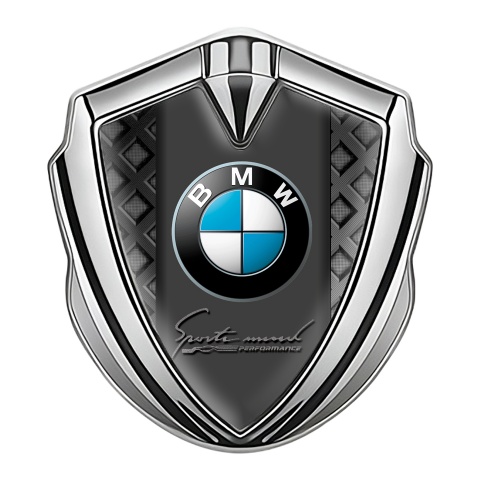 BMW Bodyside Badge Self Adhesive Silver Dark Grate Sport Mind