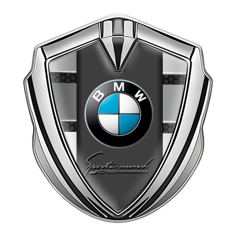 BMW Fender Emblem Badge Silver Dark Hex Sport Performance
