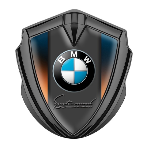 BMW Fender Metal Domed Emblem Graphite Color Base Sport Mind