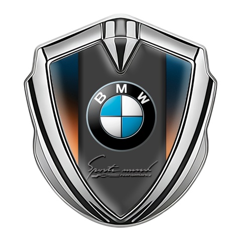 BMW Fender Metal Domed Emblem Silver Color Base Sport Mind