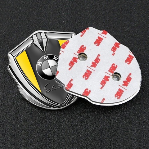 BMW Emblem Abzeichen selbstklebend Silbertonfarbe mit Gelb Basis