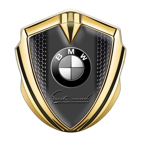 BMW Emblem Auto Zeichen Goldtonfarbe mit Perforierter Stahl Ausführung