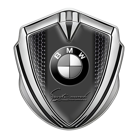 BMW Emblem Auto Zeichen Silbertonfarbe mit Perforierter Stahl Ausführung